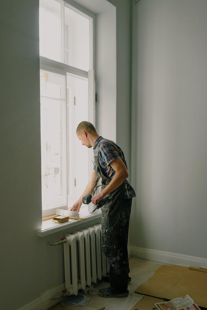 Painting a window ledge